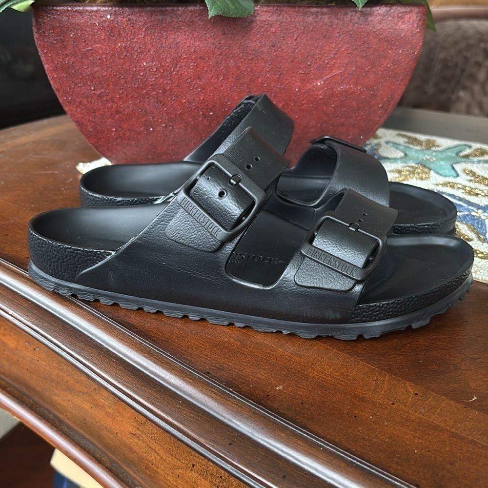 BIRKENSTOCK ARIZONA EVA RUBBER SANDALS DOUBLE BUCKLE BLACK WATERPROOF CASUAL - Picture 8 of 16